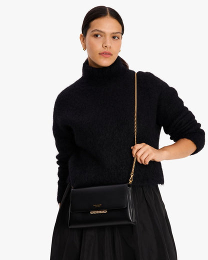 KateSpade Grace Embellished Lock Clutch Black