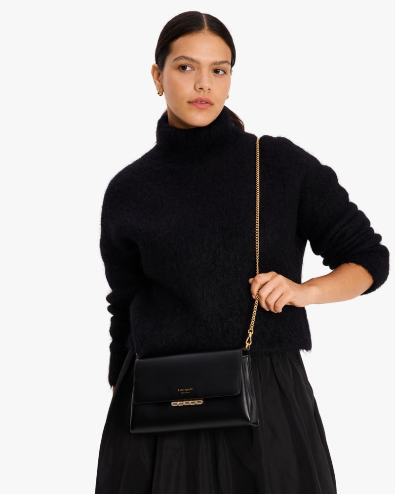 KateSpade Grace Embellished Lock Clutch Black