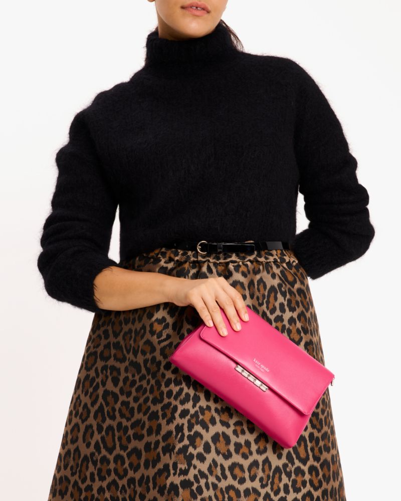 KateSpade Grace Embellished Lock Clutch Rosehip