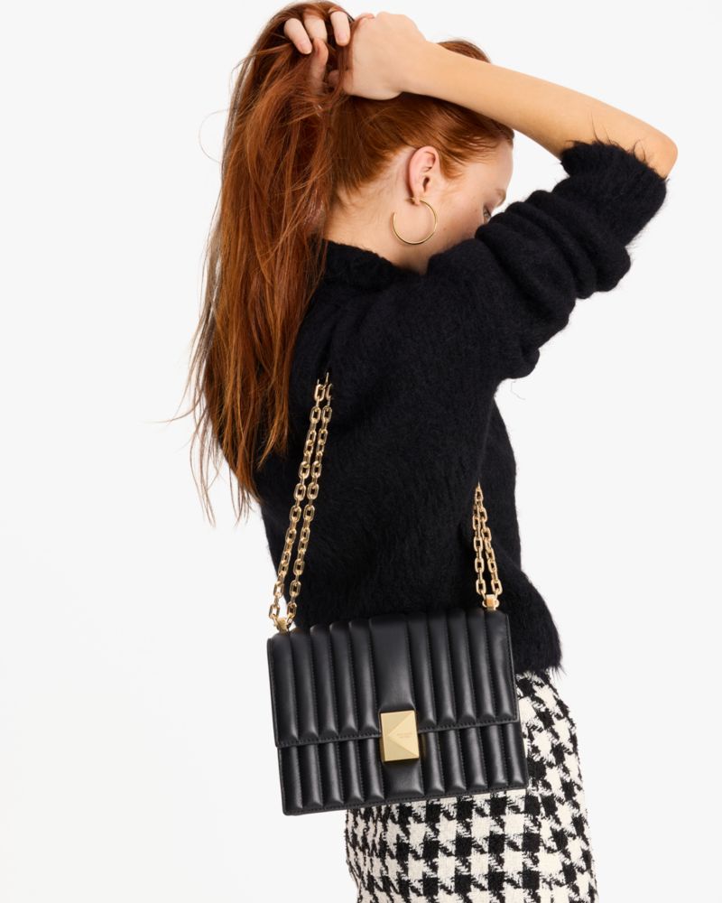 KateSpade Deco Quilted Chain Shoulder Bag Black