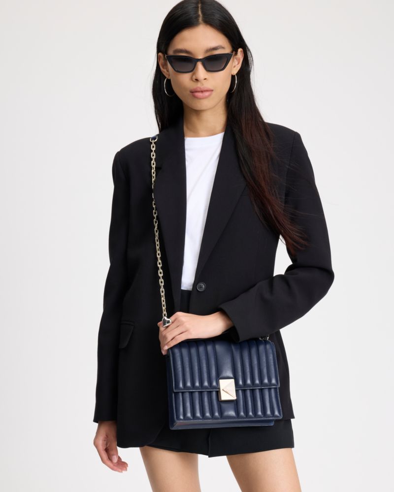 KateSpade Deco Quilted Chain Shoulder Bag Parisian Navy