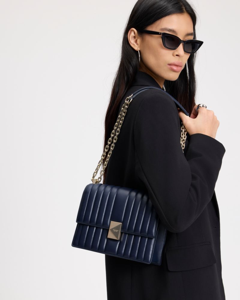 KateSpade Deco Quilted Chain Shoulder Bag Parisian Navy