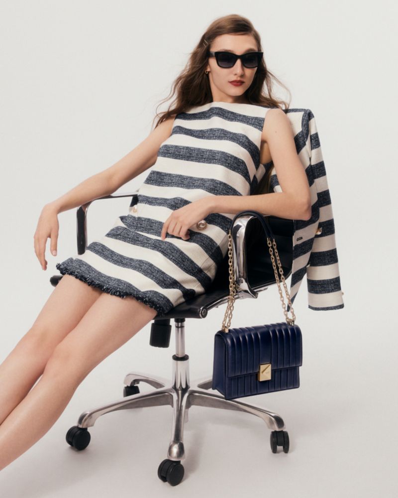 KateSpade Deco Quilted Chain Shoulder Bag Parisian Navy