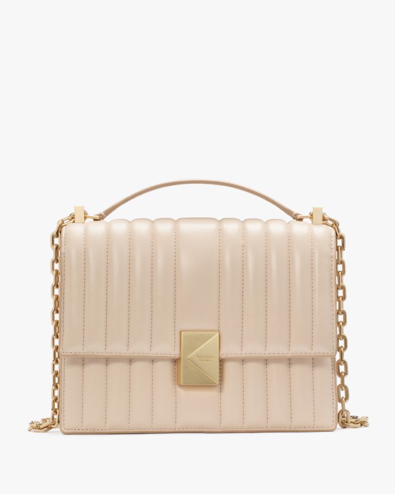 KateSpade Deco Quilted Chain Shoulder Bag Milk Glass