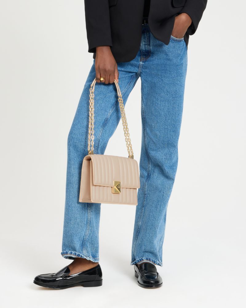 KateSpade Deco Quilted Chain Shoulder Bag Milk Glass