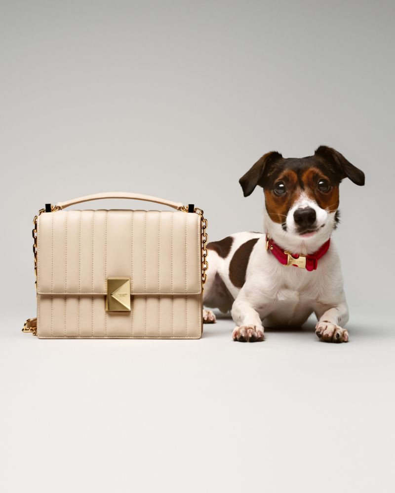 KateSpade Deco Quilted Chain Shoulder Bag Milk Glass