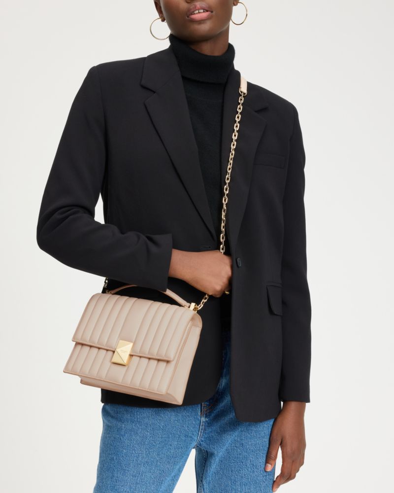 KateSpade Deco Quilted Chain Shoulder Bag Milk Glass