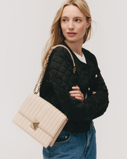 KateSpade Deco Quilted Chain Shoulder Bag Milk Glass