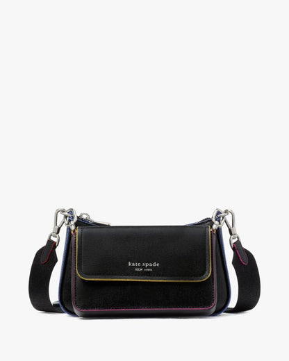 KateSpade Double Up Glitter Edge Crossbody Black Multi