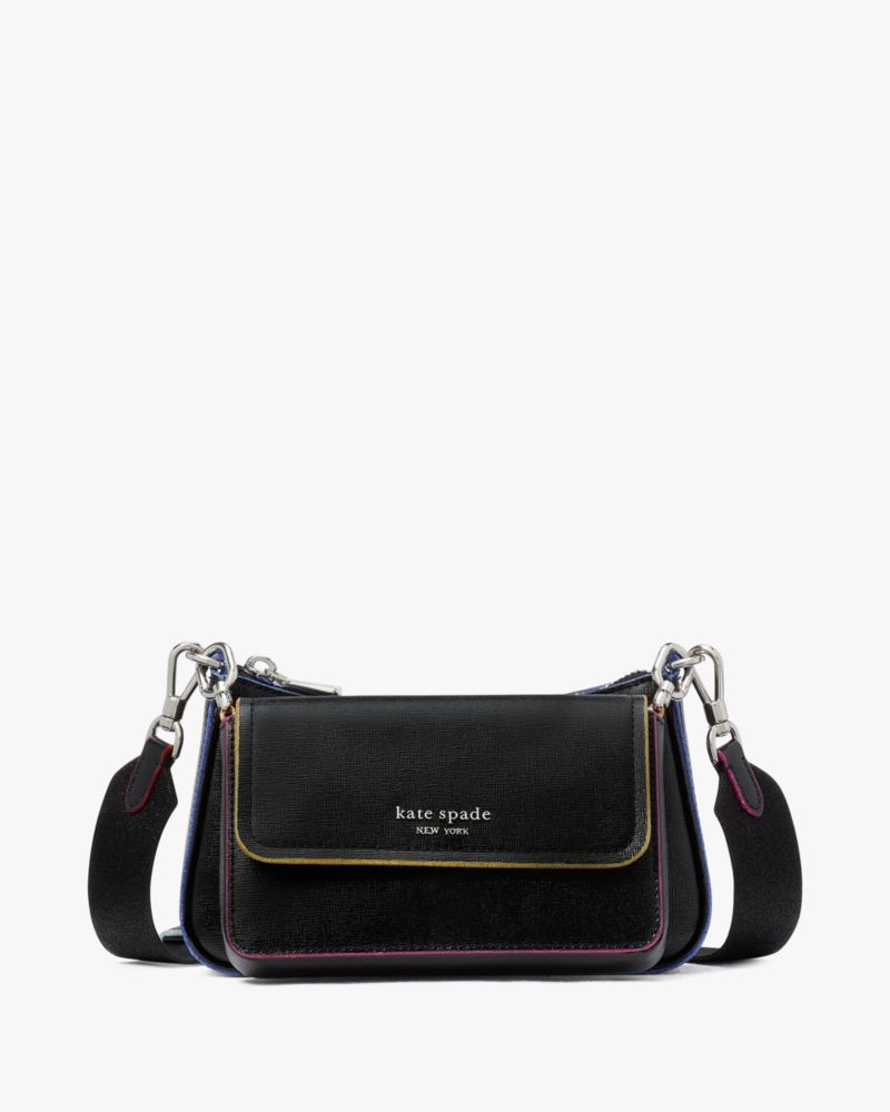 KateSpade Double Up Glitter Edge Crossbody Black Multi