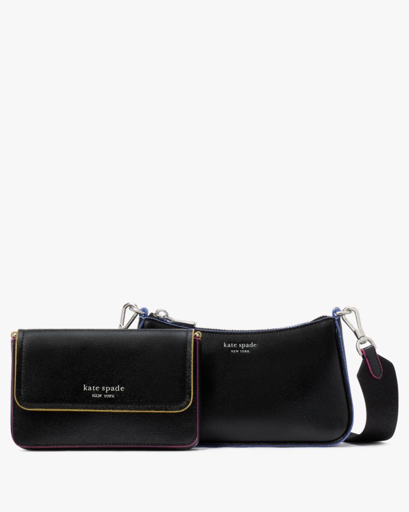 KateSpade Double Up Glitter Edge Crossbody Black Multi