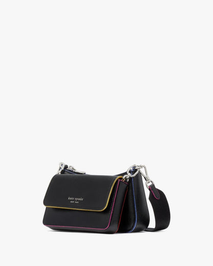 KateSpade Double Up Glitter Edge Crossbody Black Multi