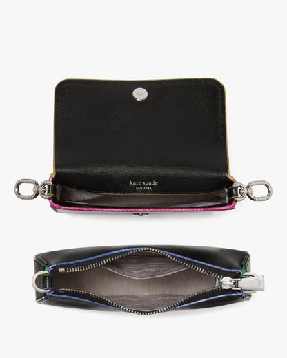 KateSpade Double Up Glitter Edge Crossbody Black Multi