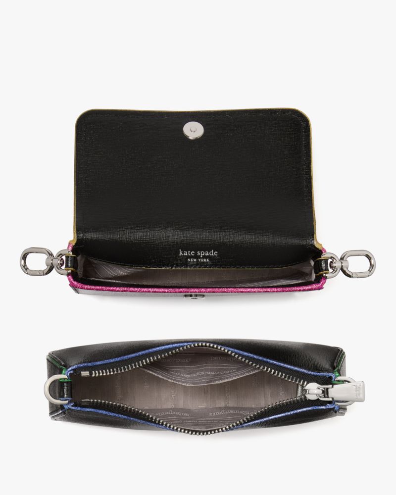 KateSpade Double Up Glitter Edge Crossbody Black Multi