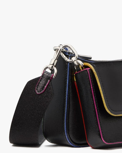 KateSpade Double Up Glitter Edge Crossbody Black Multi