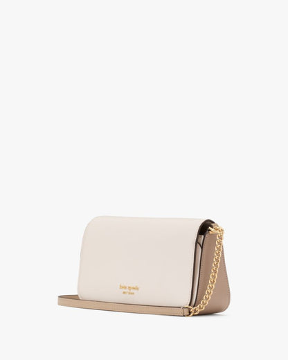 KateSpade Devin Colorblocked Flap Chain Wallet Timeless Taupe Multi