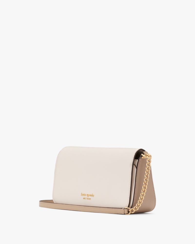 KateSpade Devin Colorblocked Flap Chain Wallet Timeless Taupe Multi