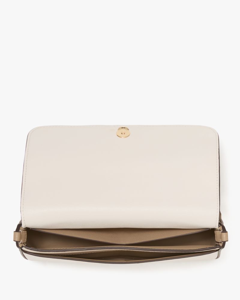 KateSpade Devin Colorblocked Flap Chain Wallet Timeless Taupe Multi