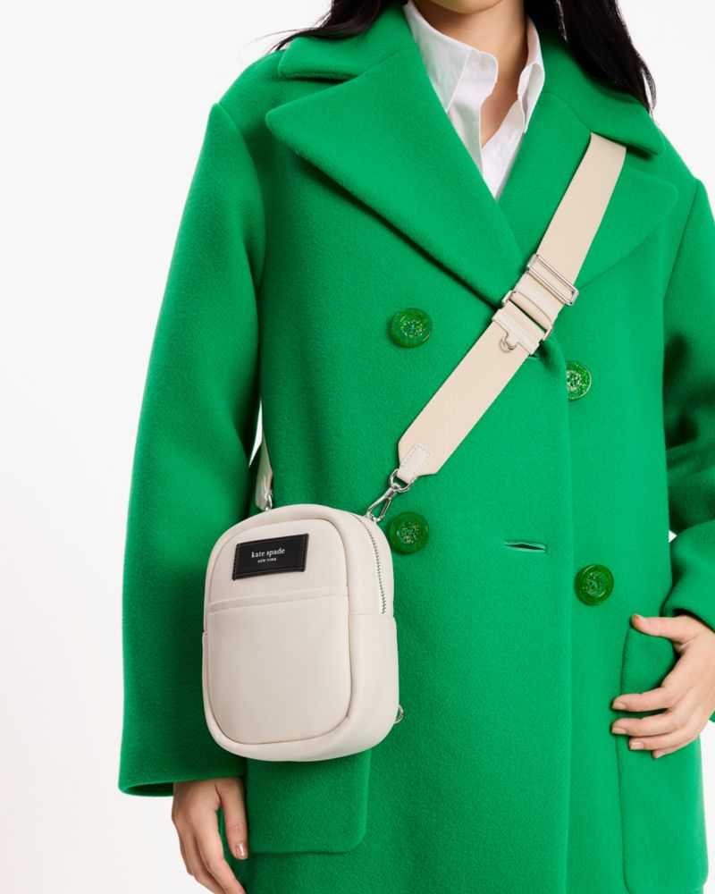 KateSpade Label Small Convertible Crossbody Parchment