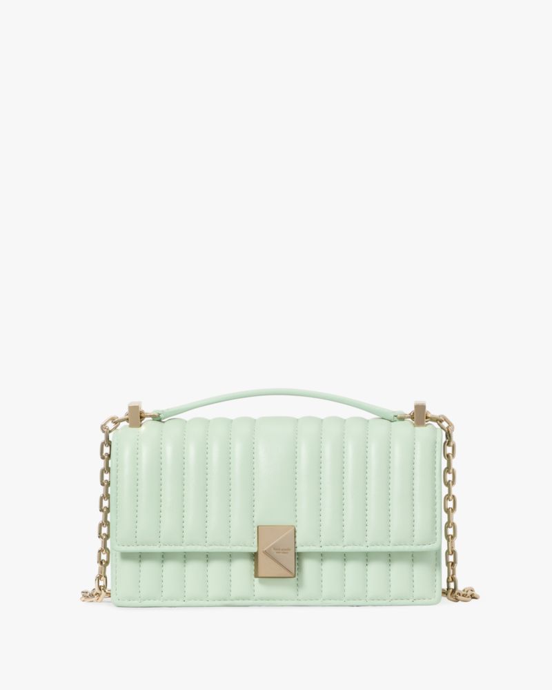 KateSpade Deco Quilted Mini Flap Chain Crossbody Pistachio Ice