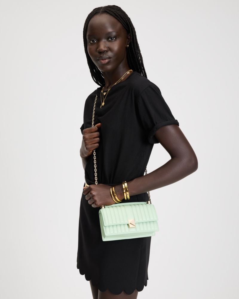 KateSpade Deco Quilted Mini Flap Chain Crossbody Pistachio Ice