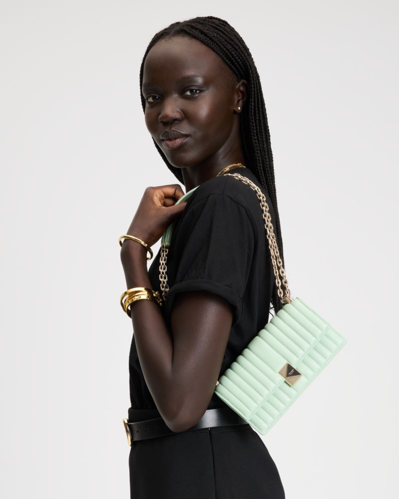 KateSpade Deco Quilted Mini Flap Chain Crossbody Pistachio Ice