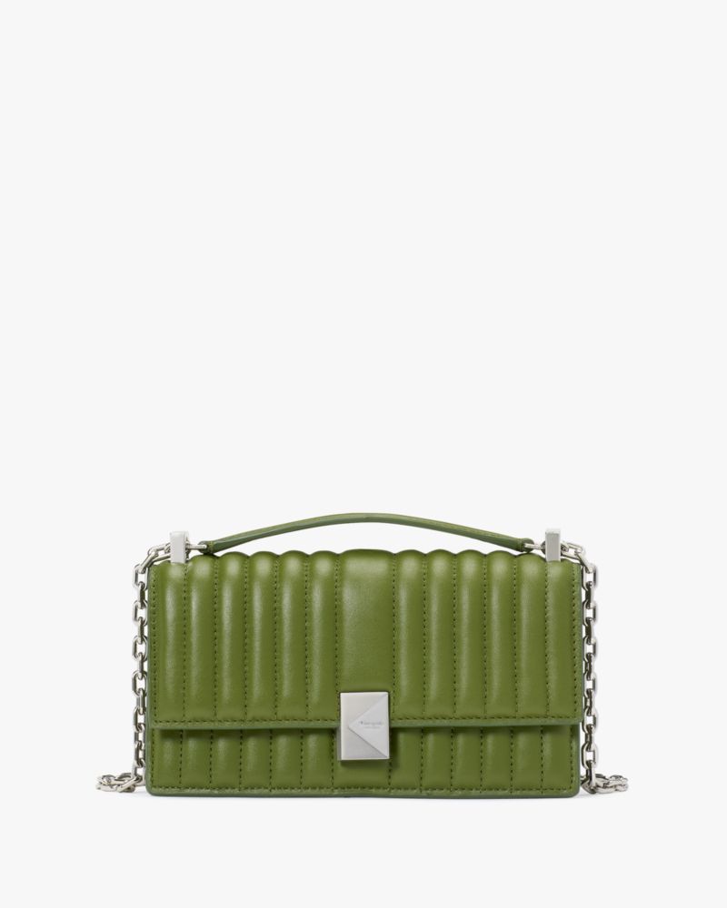 KateSpade Deco Quilted Mini Flap Chain Crossbody Jungle Vine