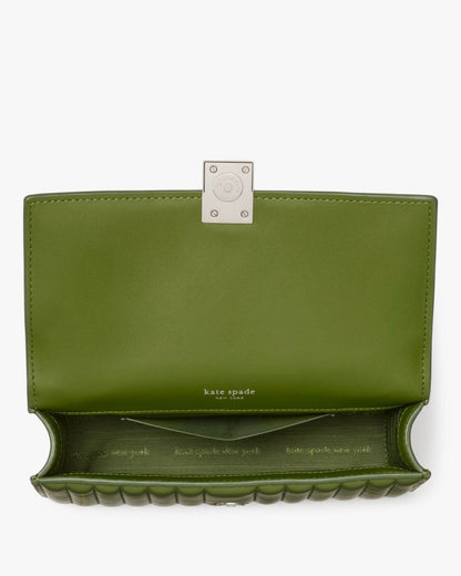 KateSpade Deco Quilted Mini Flap Chain Crossbody Jungle Vine