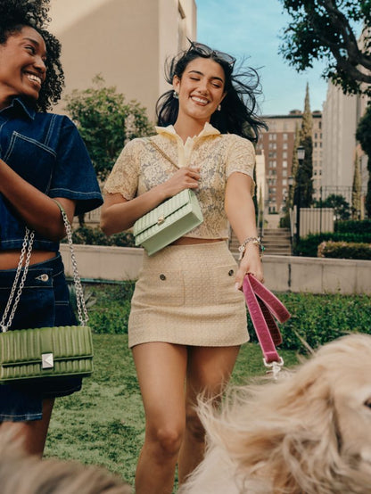 KateSpade Deco Quilted Mini Flap Chain Crossbody Jungle Vine