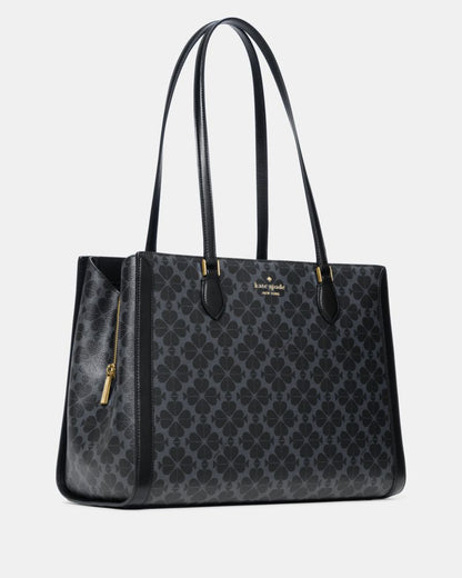 KateSpade Signature Spade Flower East West Large Laptop Tote Black