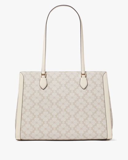 KateSpade Signature Spade Flower East West Large Laptop Tote Dark Beige Multi
