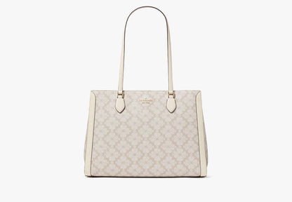 Signature Spade Flower East West Large Laptop Tote Dark Beige Multi Dark Beige Multi