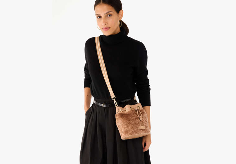 Rosie Faux Fur Small Bucket Bag Light Fawn Light Fawn