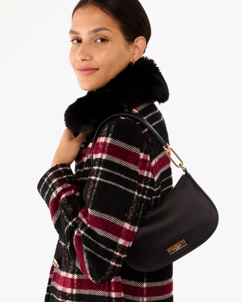 KateSpade Nina Satin Shoulder Bag Black