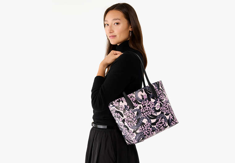Snake Garden Printed Reversible Tote Pink Multi Pink Multi