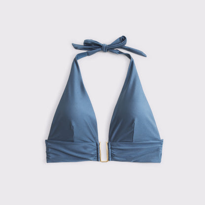 Abercrombie Plunge Longline Halter Bikini Top