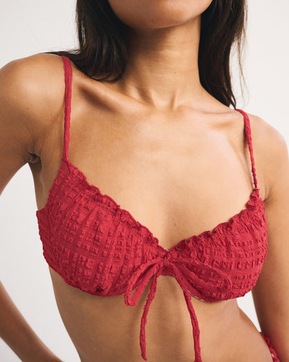 Abercrombie Gingham Ruffle Underwire Bikini Top