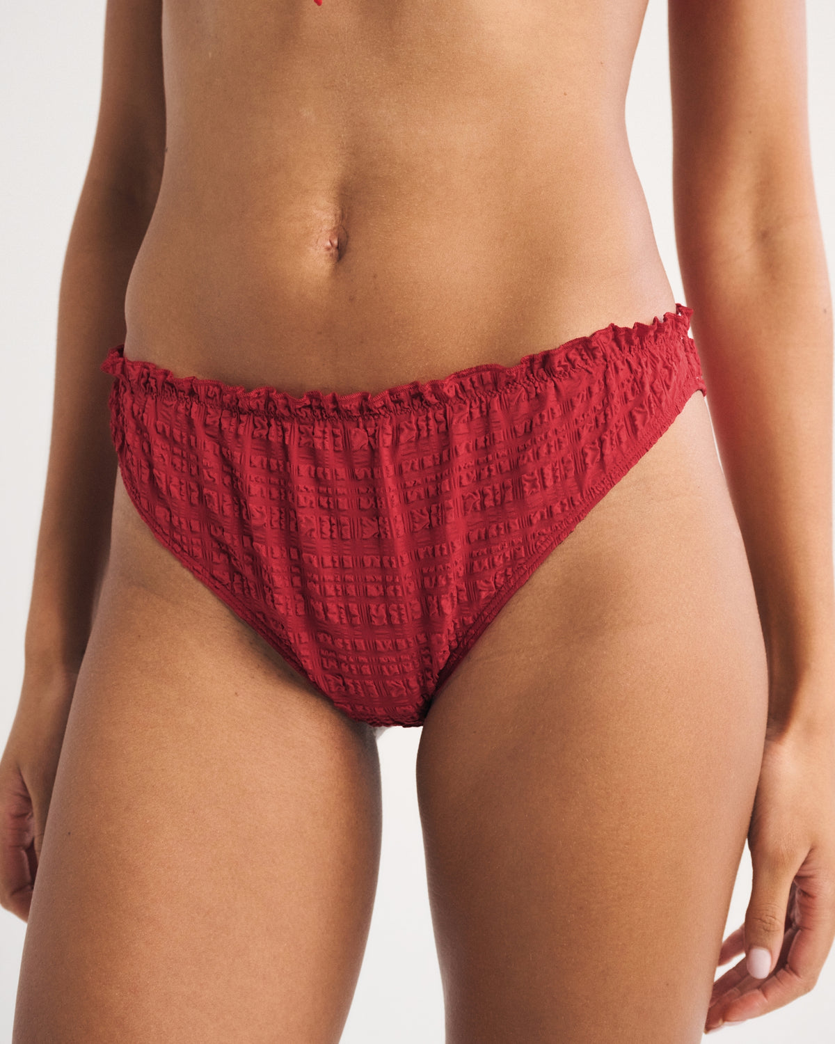 Abercrombie Mid Rise  Gingham Moderate Bikini Bottom