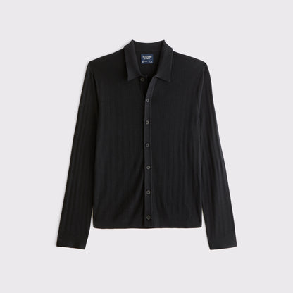 Abercrombie Long-Sleeve Button-Through Collared Sweater