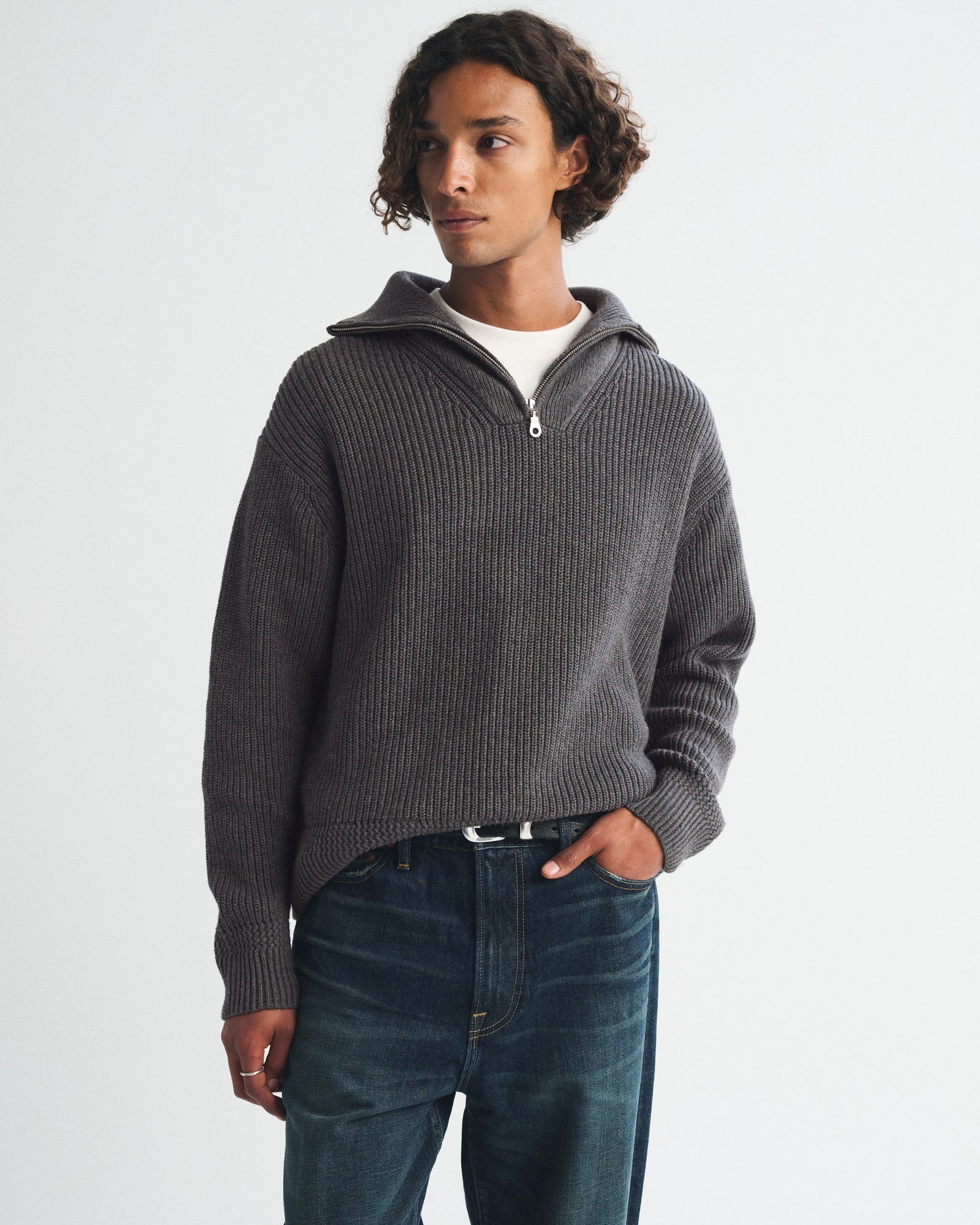 Abercrombie 100% Cotton Fold Down Collar Quarter-Zip Sweater