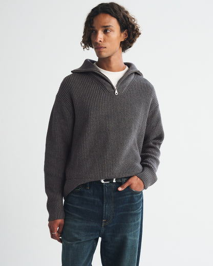 Abercrombie 100% Cotton Fold Down Collar Quarter-Zip Sweater