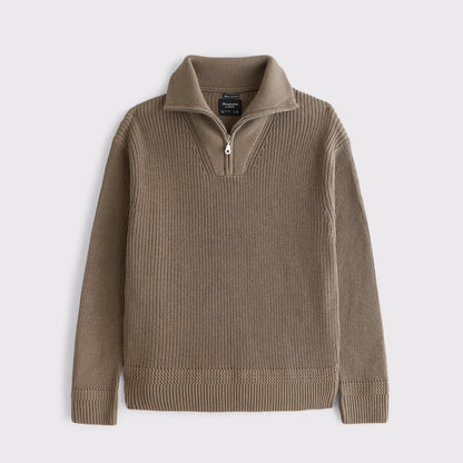 Abercrombie 100% Cotton Fold Down Collar Quarter-Zip Sweater