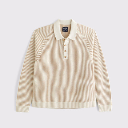 Abercrombie Long-Sleeve Rib Collared Sweater Polo