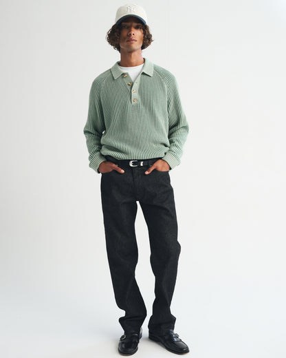 Abercrombie Long-Sleeve Rib Collared Sweater Polo