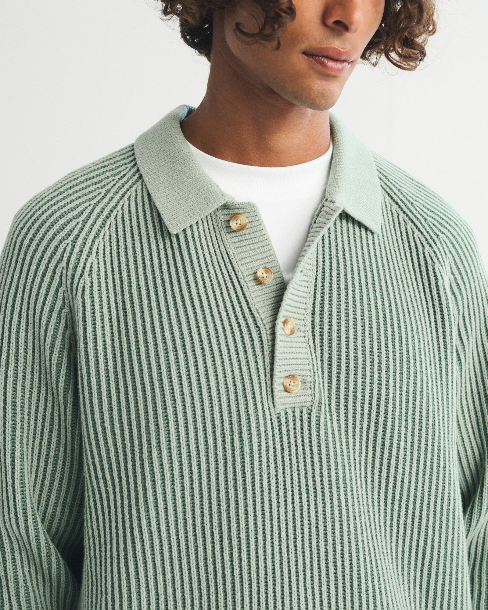 Abercrombie Long-Sleeve Rib Collared Sweater Polo