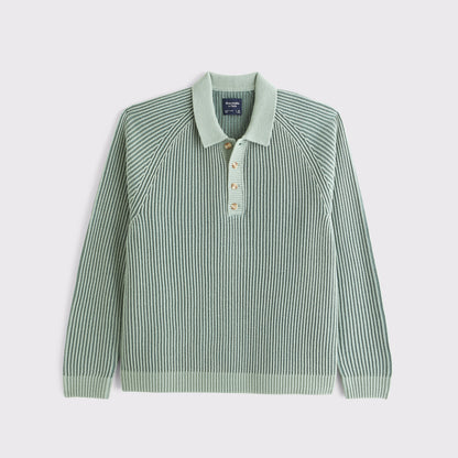 Abercrombie Long-Sleeve Rib Collared Sweater Polo