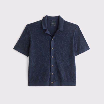 Abercrombie 100% Pima Cotton Floral Button-Through Sweater Polo