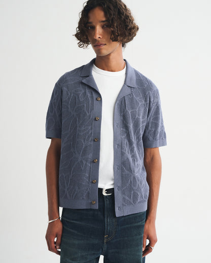 Abercrombie 100% Pima Cotton Floral Button-Through Sweater Polo