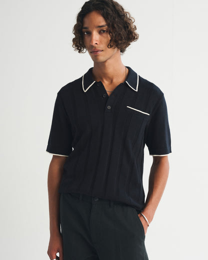 Abercrombie Refined Rib 3-Button Sweater Polo