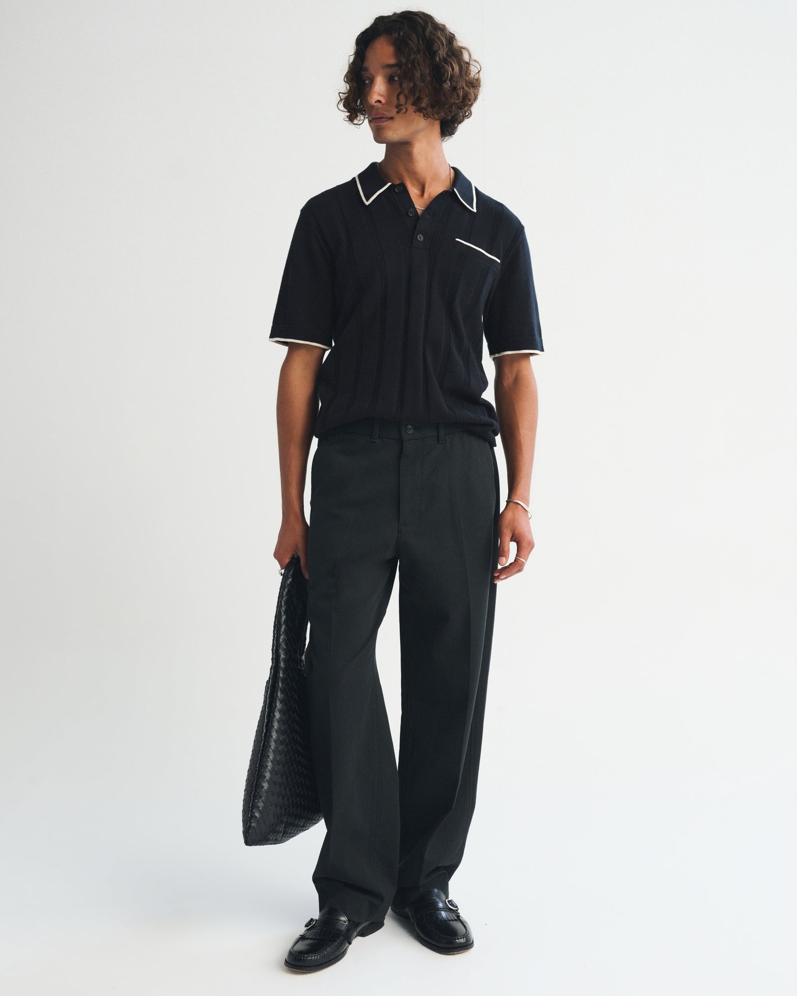 Abercrombie Refined Rib 3-Button Sweater Polo